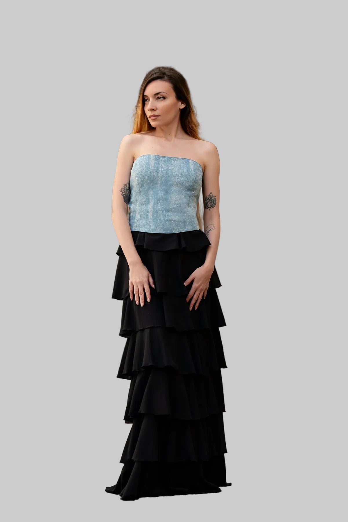 Light blue denim bustier