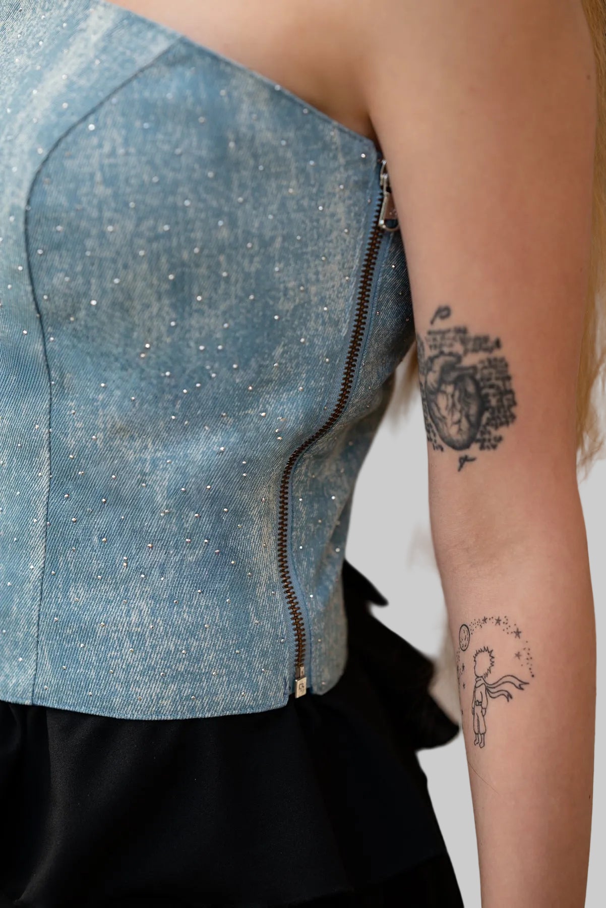 Light blue denim bustier