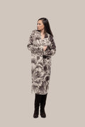 Дълга флорална жилетка в кафяво