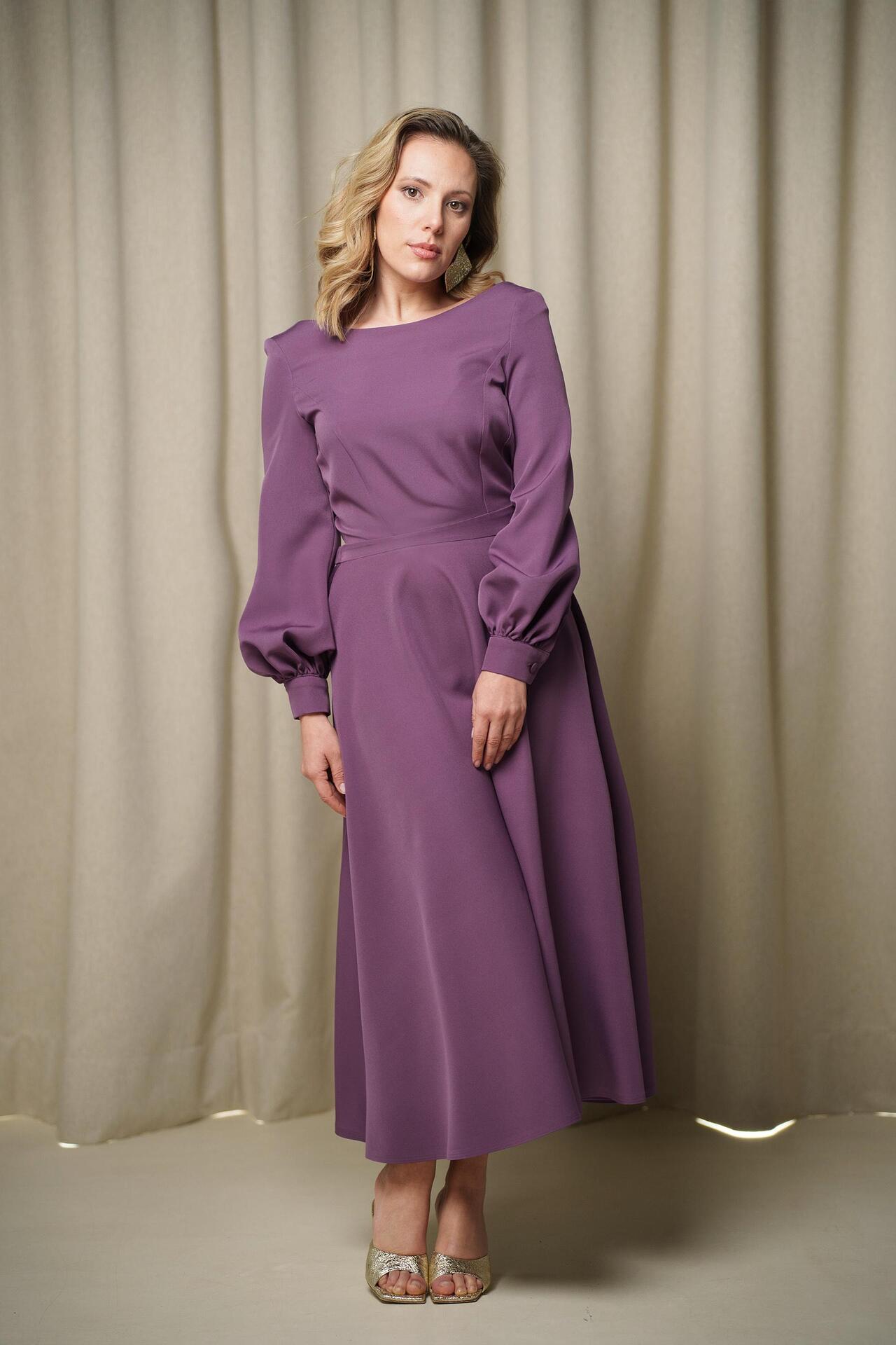 Лилава миди рокля