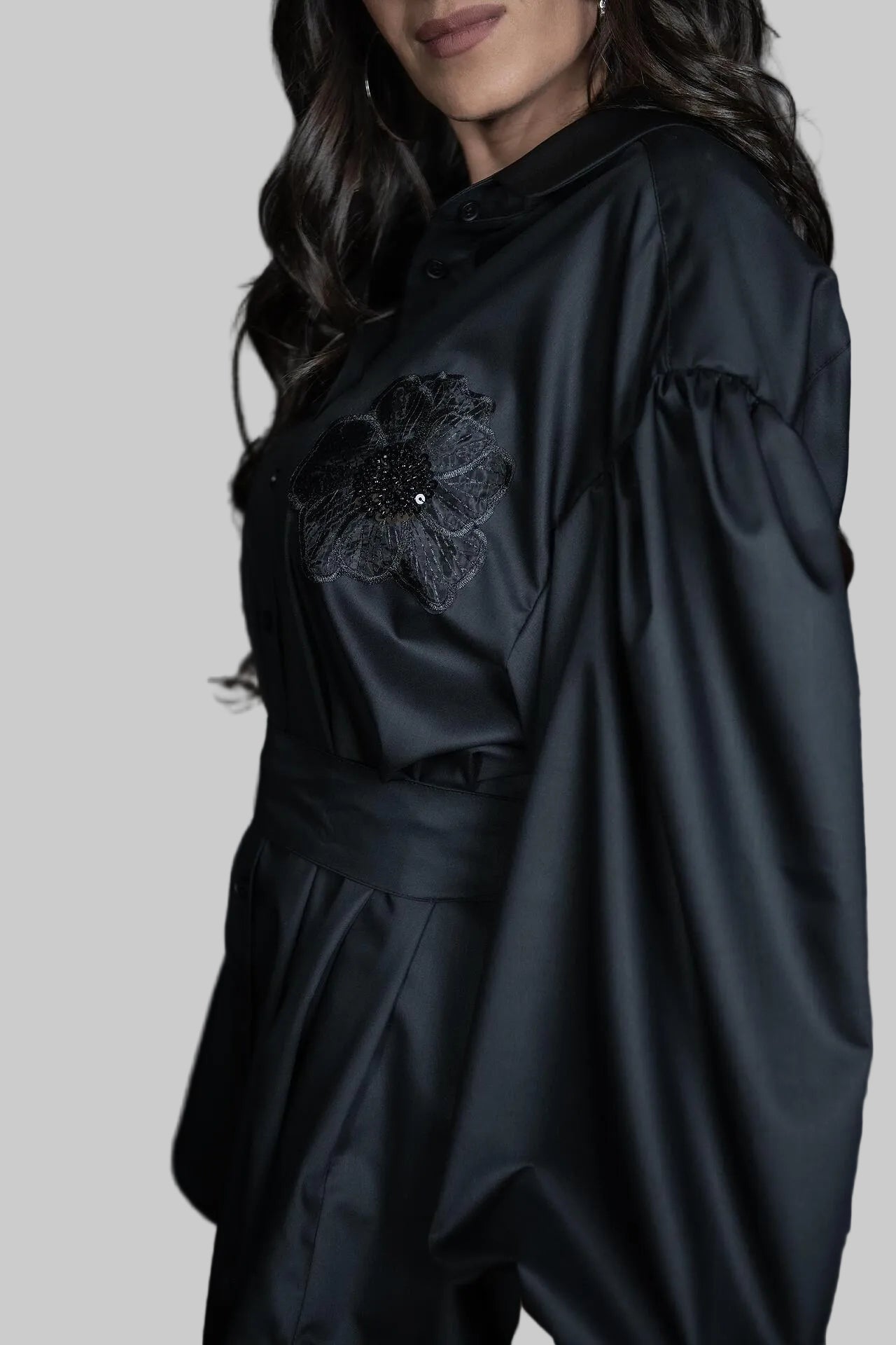 Черна асиметрична риза